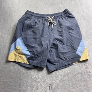Fair Harbor Mens Colorblock Swim Trunks Gray Blue Yellow Board Shorts Large